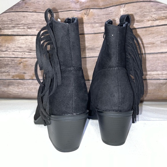 Southern Fried Chics Rhinestone Fringe Black Suede Cowgirl Booties Size 10 NWT - Picture 5 of 6